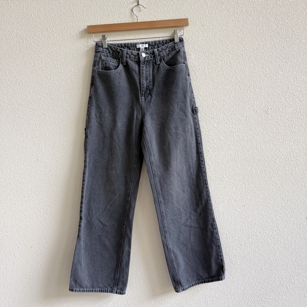 BP Carpenter Jeans Women 26 Grey VGUC High Rise Wide Leg Utility Denim